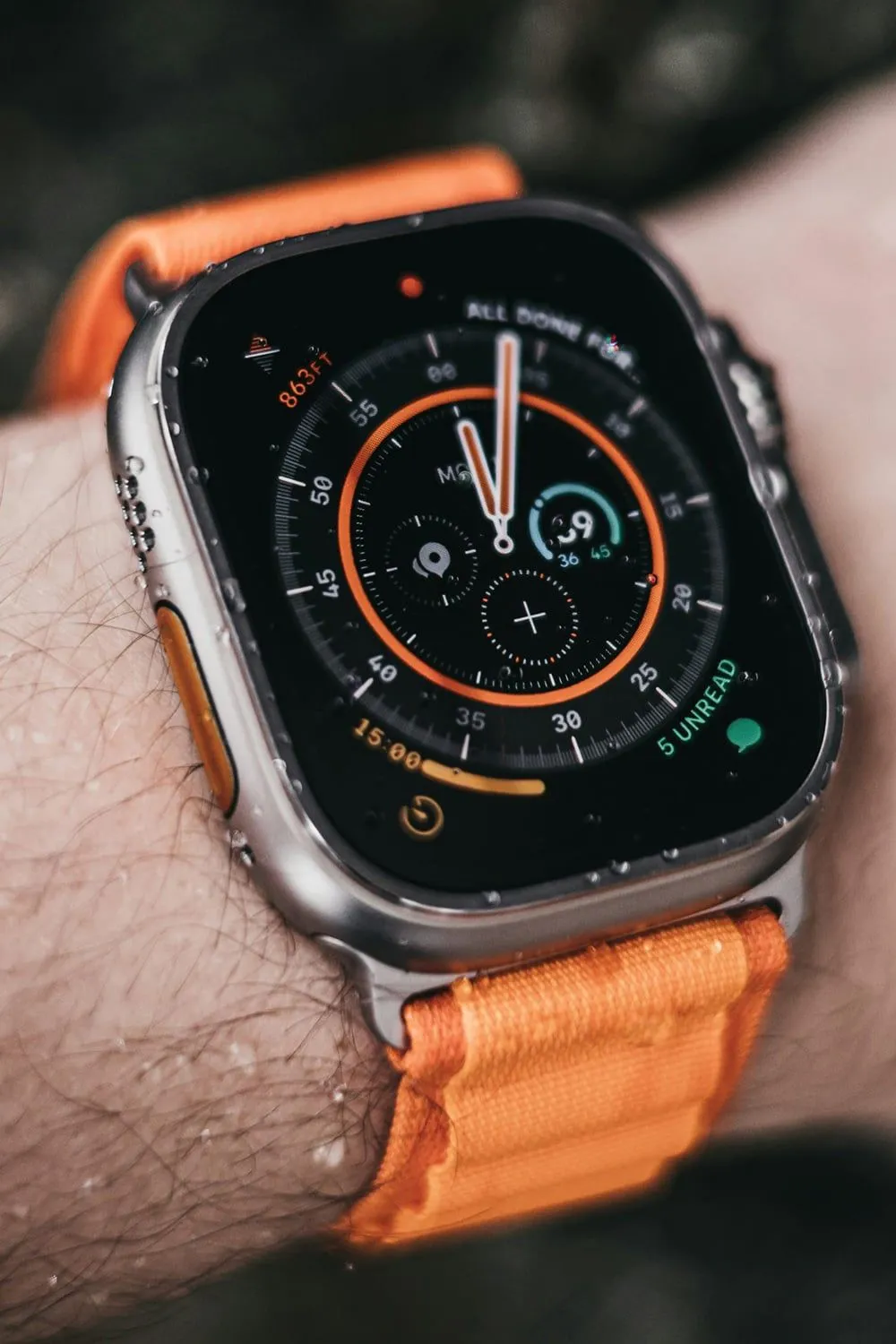 Close-up of a fitness watch on an athlete's wrist